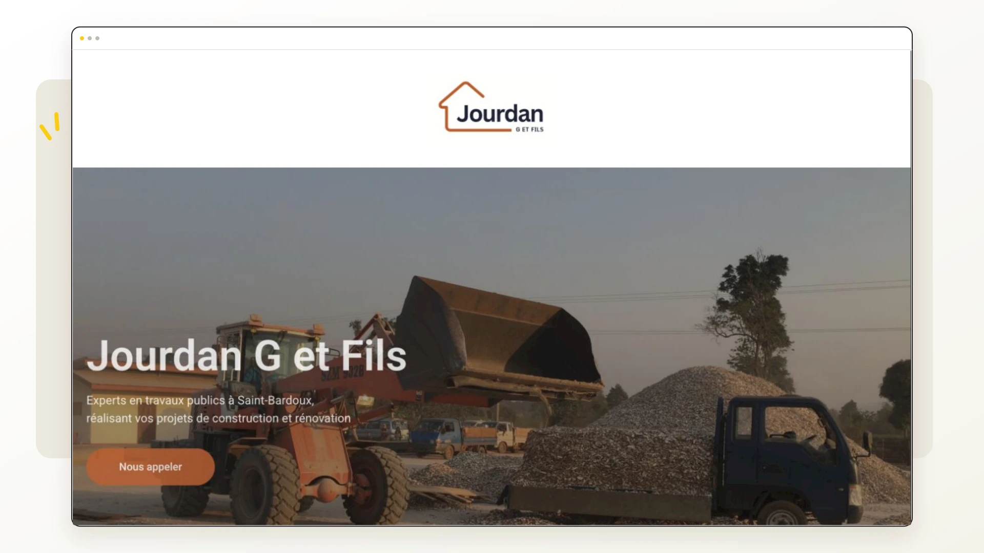 Page d'accueil du site de Jourdan G et Fils, entreprise du BTP